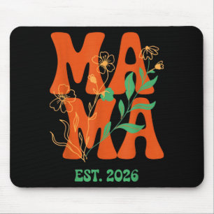Mama Est 2026 Birth Month Flower Retro Floral Mouse Pad