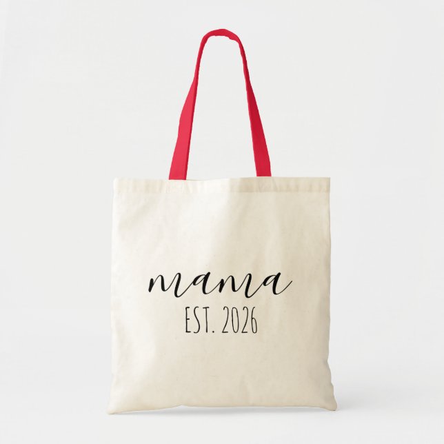 Mama Est. 2026 Mom To Be Minimalist Personalized  Tote Bag (Front)