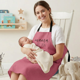 Mama Est. 2026 Mum To Be Minimalist Personalised  Apron