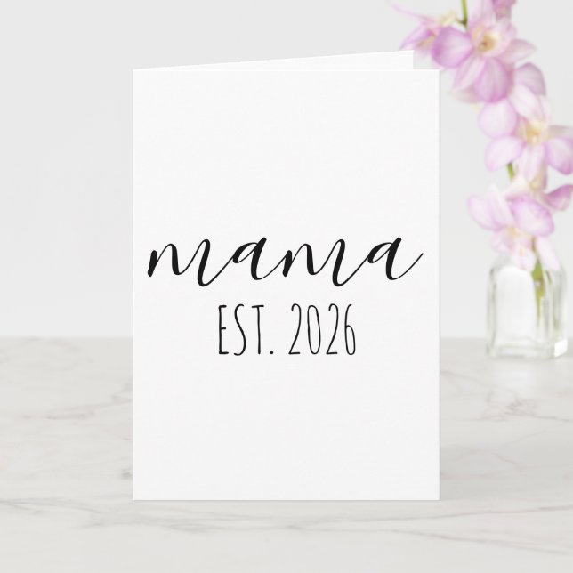 Mama Est. 2026 Mum To Be Minimalist Personalised  Card (Orchid)