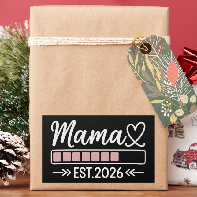 Mama est. 2026 Pregnancy Announcement Mum  Rectangular Sticker (Holiday)