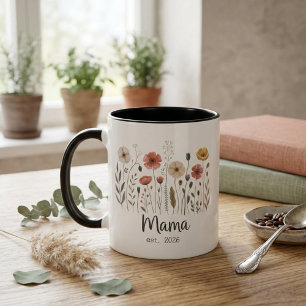 Mama Est Floral Year Botanical Wildflower Art Mug