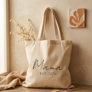 Mama Est Year Minimal Family Milestone Tote Bag
