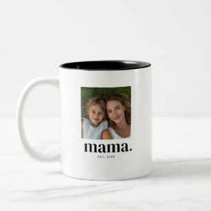Mama Established Black 2 Photo Two-Tone Coffee Mug