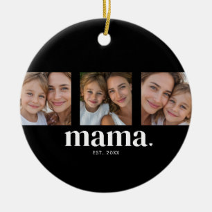 Mama Established Modern Black 3 Photo Ceramic Ornament