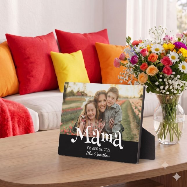 Mama Established Photo Kids Name Fun Text Plaque (Creator Uploaded)