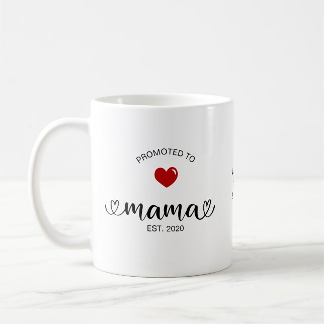 Mama Established Promoted To Mom Coffee Mug (Left)