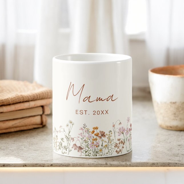 Mama Established Wildflower Terracotta Baby Shower Coffee Mug (Creator Uploaded)