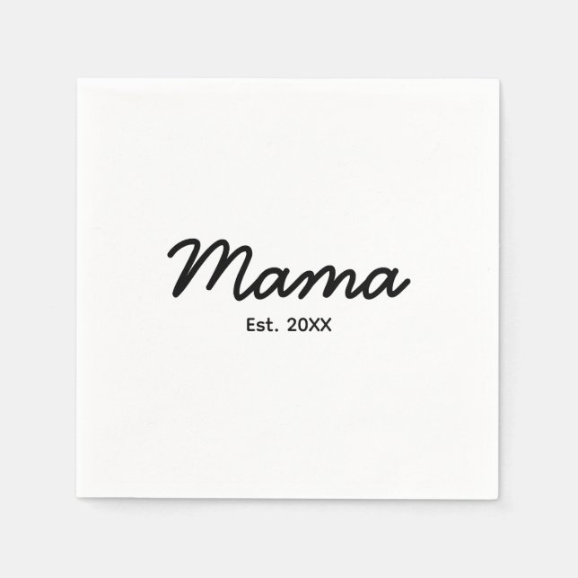 Mama Established Year | Mum Personalised Date Napkin (Front)