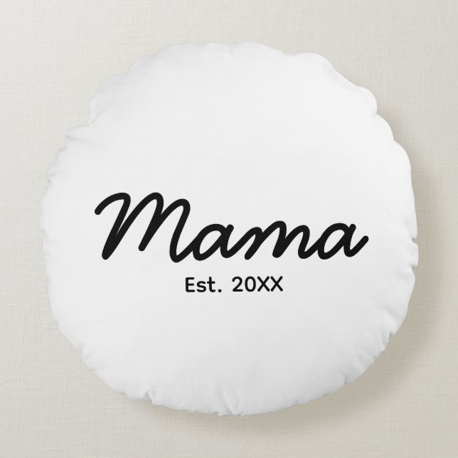 Mama Established Year | Mum Personalised Date Round Cushion (Front)