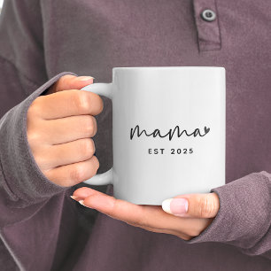 Mama Established Year Simple Heart Mom Gift Coffee Mug