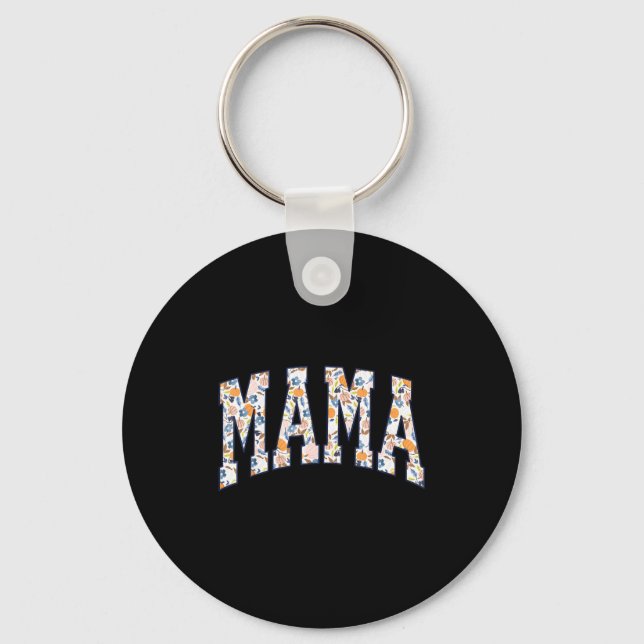 Mama Fall Yall Pumpkin Season Autumn Leaves Thanks Key Ring (Front)