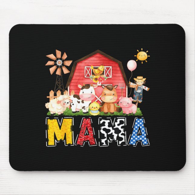 Mama Farm Cow Birthday Boy Matching Family Party  Mouse Pad (Front)