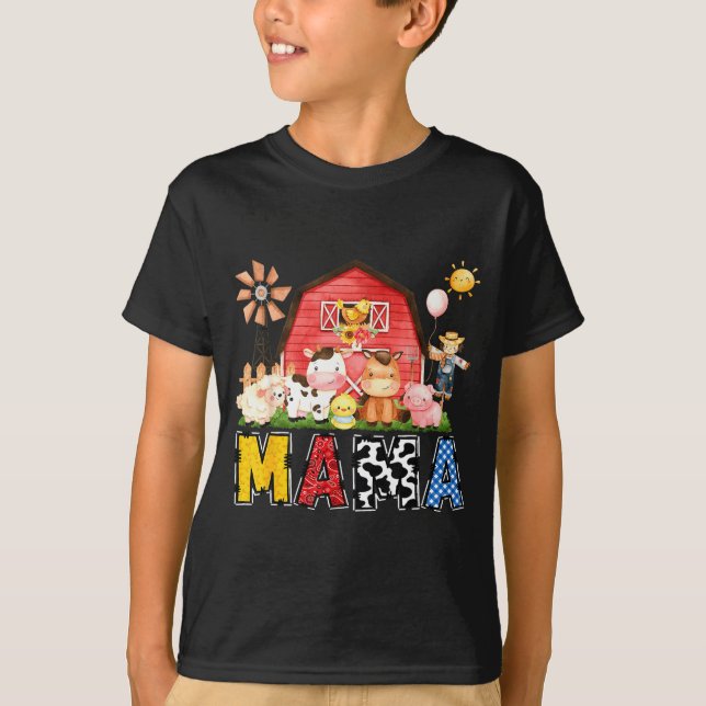 Mama Farm Cow Birthday Boy Matching Family Party  T-Shirt (Front)