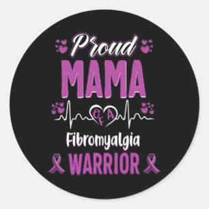 Mama Fibromyalgia Warrior Awareness Ribbon Purple Classic Round Sticker