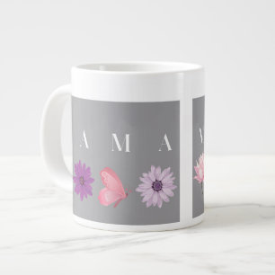 Mama Floral Butterfly Mothers and Birthday Large Coffee Mug