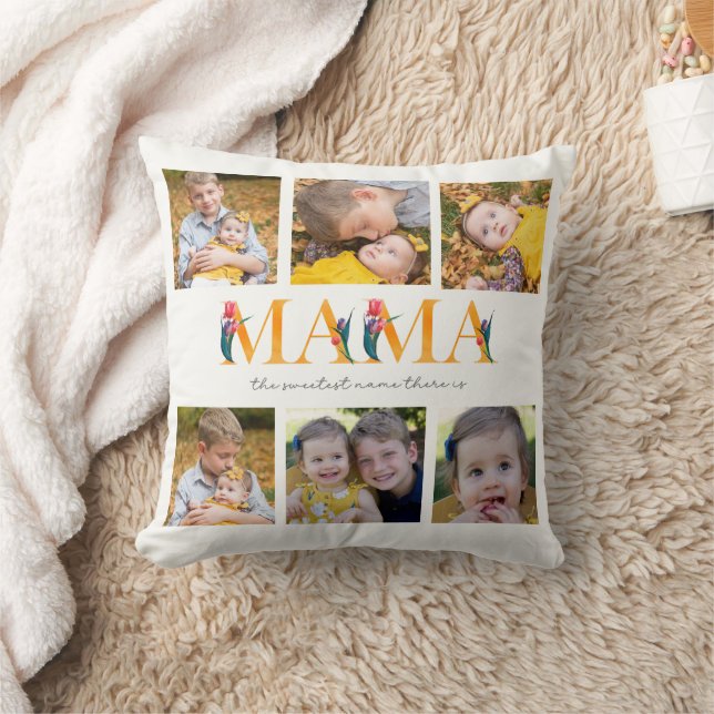 Mama Floral Custom Photo Tulips Cushion (Blanket)