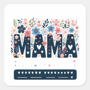 Mama Floral Heart – Boho Chic Mom Design Square Sticker