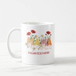 Mama Floral Mother's Day Custom Name Poppy & Daisy Coffee Mug