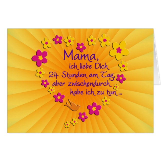 MAMA Flowers Heart Saying in german + your backgr. (Front Horizontal)