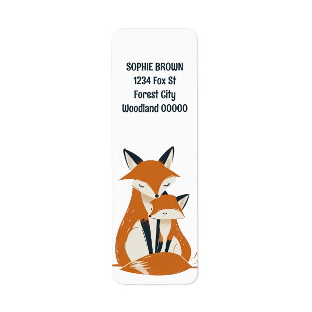 Mama Fox Woodland Animals Return Address Label (Front)