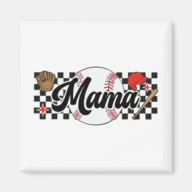 Mama Game Day Vibes Mothers Day Women Baseball Mum Magnet (Front)