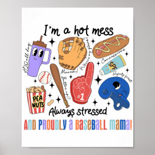 Mama Game Day Vibes Mothers Day Women Baseball Mum Poster