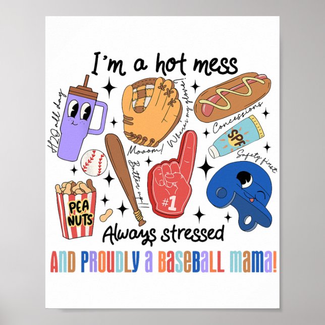 Mama Game Day Vibes Mothers Day Women Baseball Mum Poster (Front)