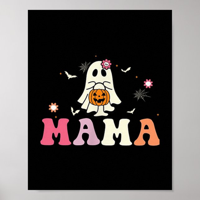 Mama Ghost Boo One Soky Mama First Halloween Birth Poster (Front)