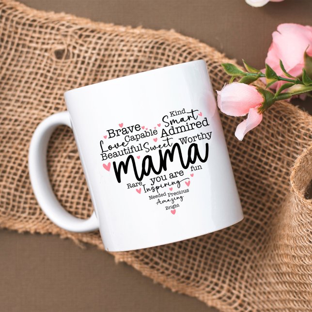 Mama Gift Mum Script Inspiring Hearts Large Coffee Mug (Creator Uploaded)