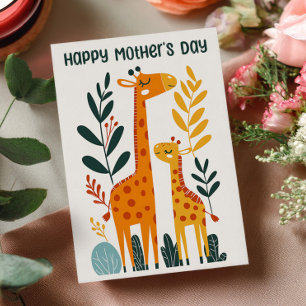 Mama Giraffe with Calf Cute Happy Mother's Day Card