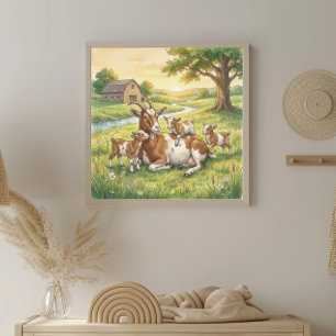 Mama Goat and Kids Nursery Poster