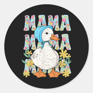 Mama Goose Floral Mummy Joke Funny Mum Silly Mothe Classic Round Sticker