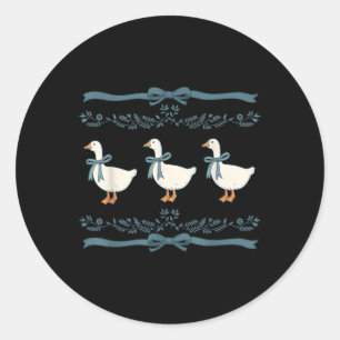 Mama Goose With Baby Geese Vintage Blue Ribbon Goo Classic Round Sticker