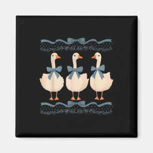 Mama Goose With Baby Geese Vintage Blue Ribbon Goo Magnet