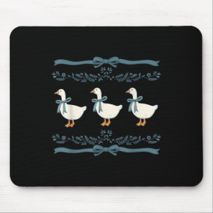 Mama Goose With Baby Geese Vintage Blue Ribbon Goo Mouse Pad