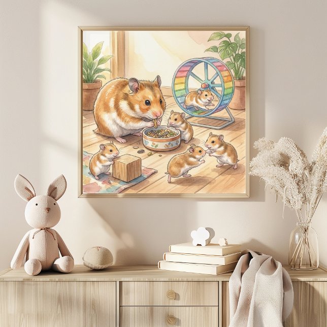 Mama Hamster and Babies Nursery Poster (Creator Uploaded)