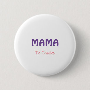 Mama happy mothers retro purple add name text vint 6 cm round badge