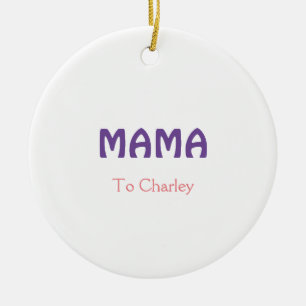 Mama happy mothers retro purple add name text vint ceramic ornament