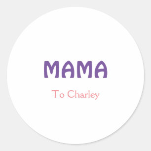 Mama happy mothers retro purple add name text vint classic round sticker