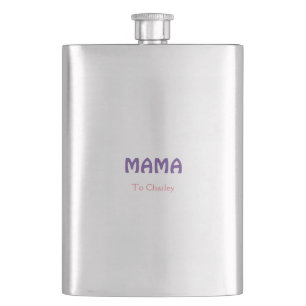 Mama happy mothers retro purple add name text vint hip flask