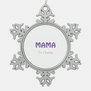 Mama happy mothers retro purple add name text vint snowflake pewter christmas ornament
