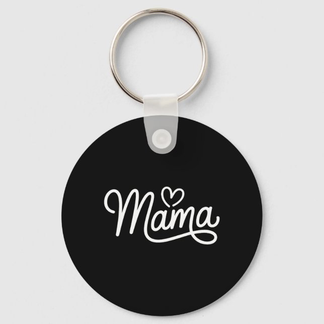 Mama Heart Script Minimalist Typography for Key Ring (Front)