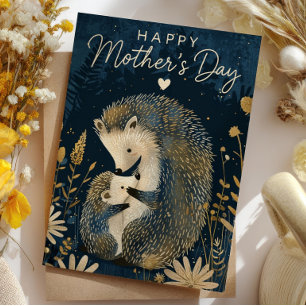 Mama Hedgehog with Her Baby Woodland Mother's Day  Holiday Card