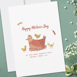 Mama Hen and Chicks Funny Mother's Day Card