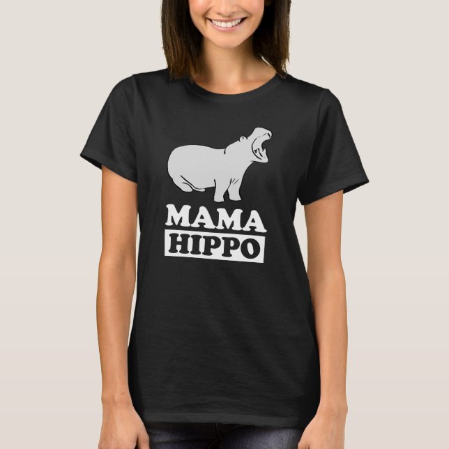 Mama Hippo Animal T-Shirt Mother Mum Gift (Front)