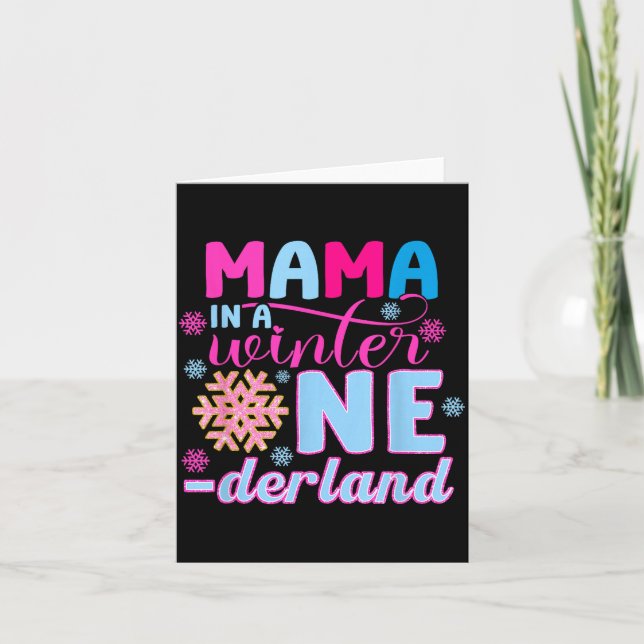 Mama In A Winter Onederland Bday Girl Sweet Snowfl Card (Front)