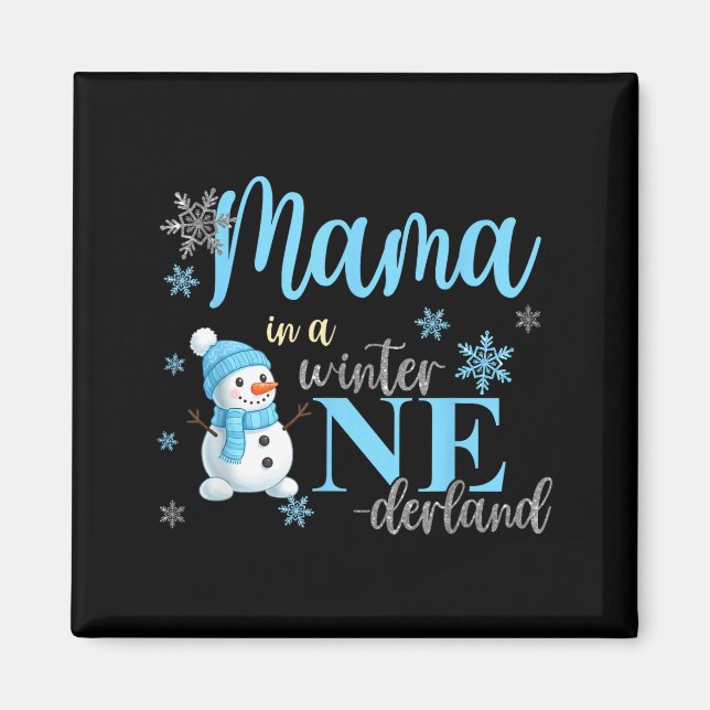 Mama In A Winter Onederland Birthday Boy Girl Cute Magnet (Front)