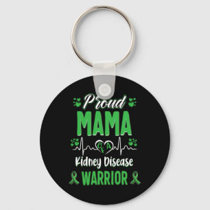 Mama Kidney Disease Warrior Awareness Ribbon Green Key Ring