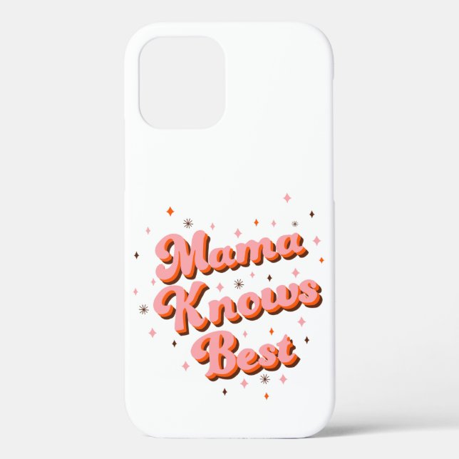 Mama Knows Best Pink Brown Sweet Retro Lettering Case-Mate iPhone Case (Back)